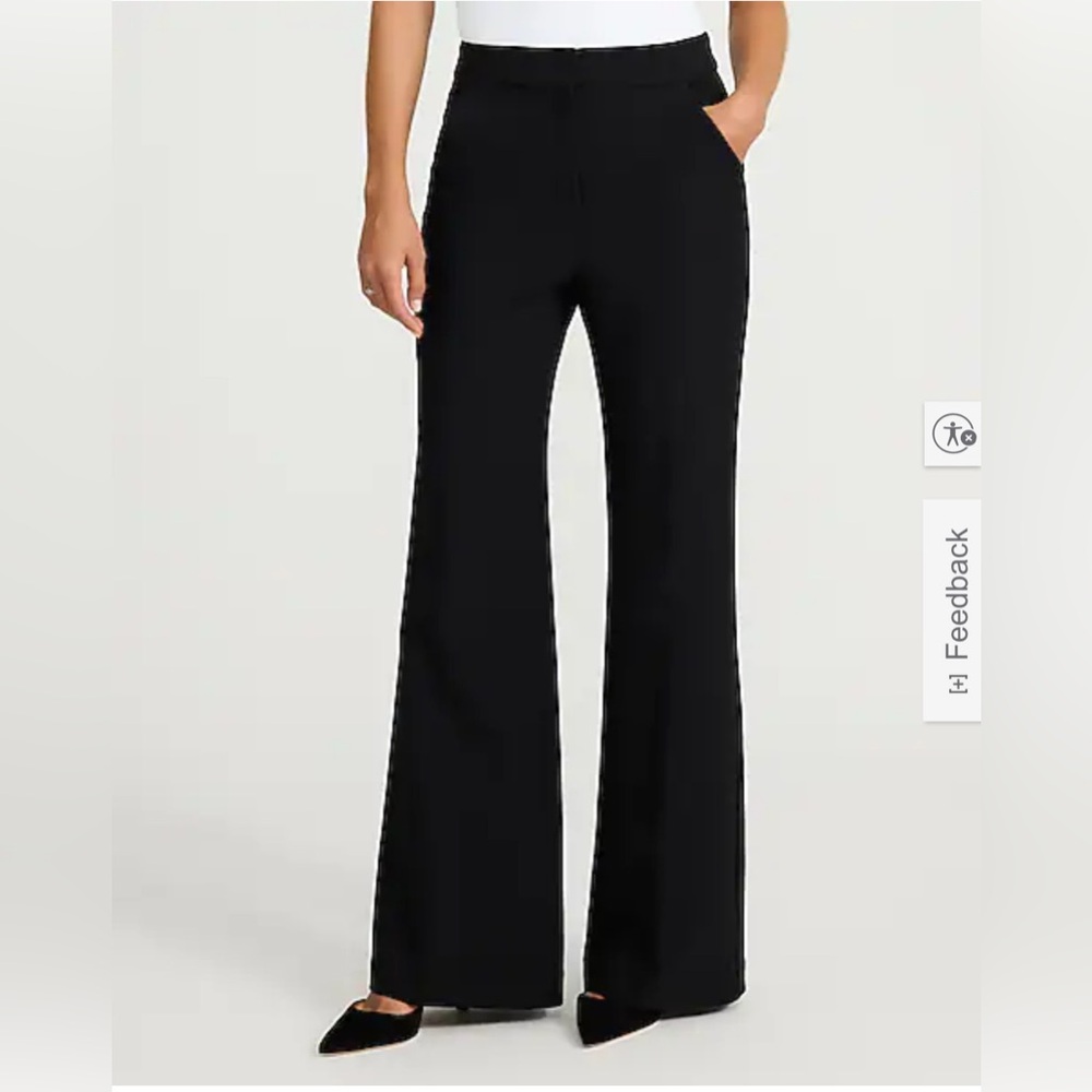 Express Editor Studio Stretch Twill High Waisted Flare Trouser Black Size 2R